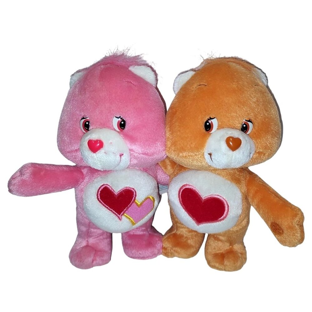 Care Bears Plush Set - Love-A-Lot & Tenderheart Bear - 8" - Soft & Cuddly